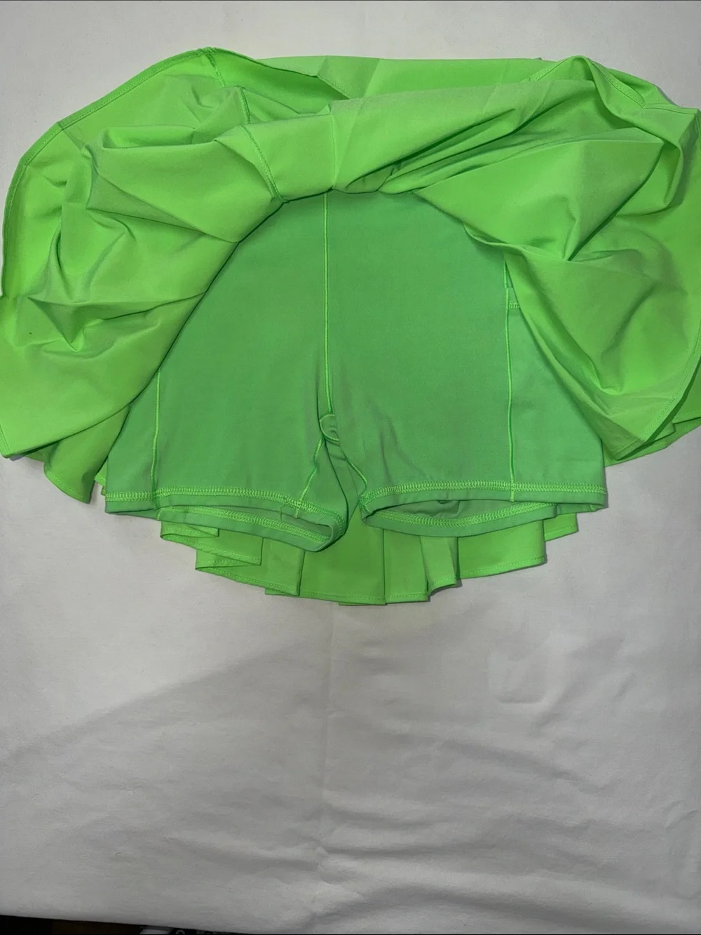 Neon Green Pleated Skater Skirt - Women - Picture 4 of 4